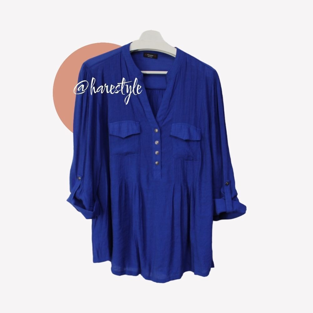 Como woman cobalt blue crepe blouse